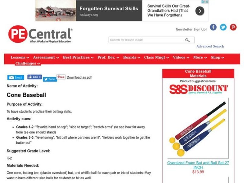 Cone Baseball Lesson Plan