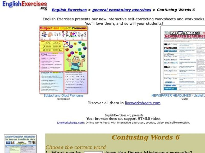 Confusing Words Interactive