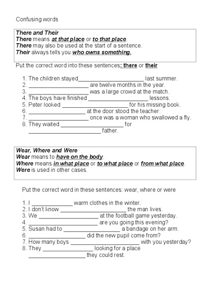 Confusing Words Worksheet