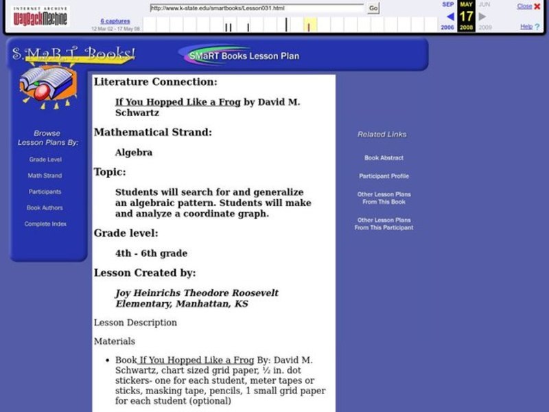 "If You Hopped Like a Frog" by David M. Schwartz Lesson Plan