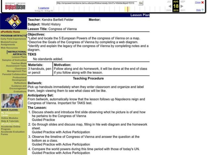 Congress of Vienna Lesson Plan