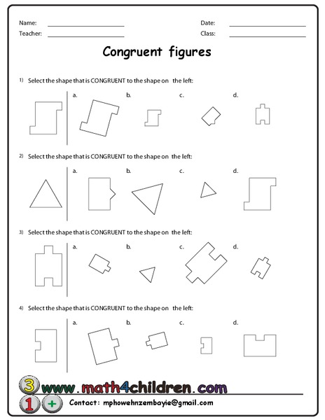Congruent Figures Worksheet