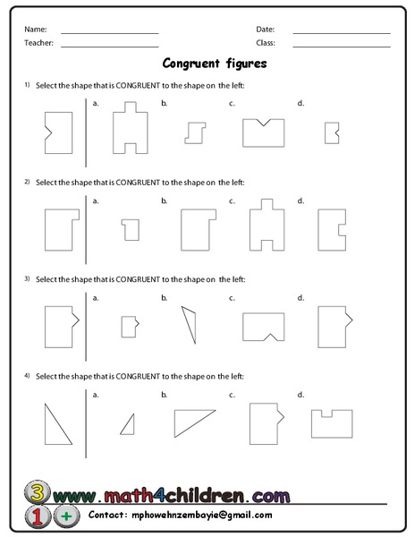 Congruent Figures Worksheet