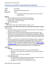 z-Scores Lesson Plan