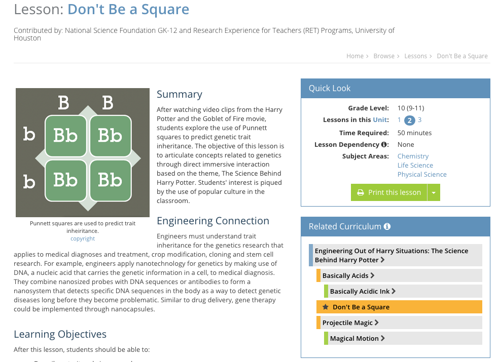 Don't Be a Square Lesson Plan