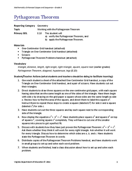 Pythagorean Theorem Lesson Plan