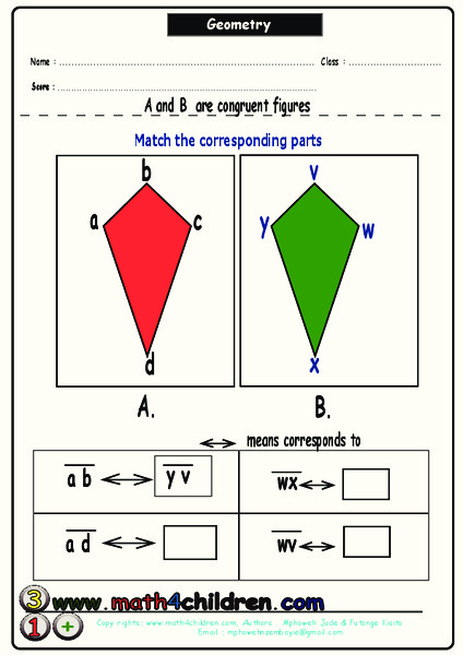 Congruent Figures Worksheet