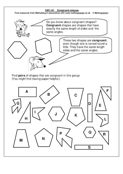 Congruent Shapes Worksheet