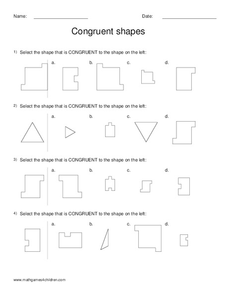 Congruent Shapes Worksheet
