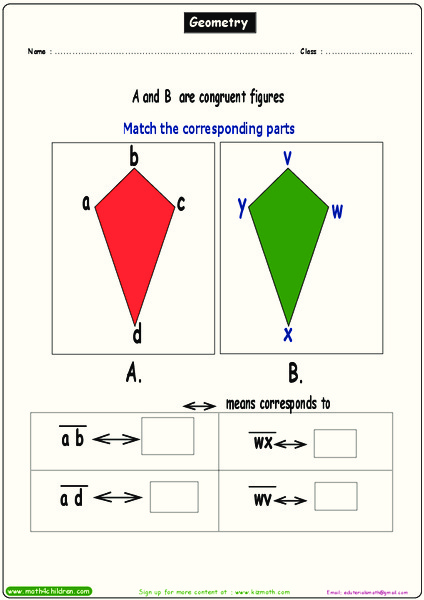 Congruent Figures Worksheet