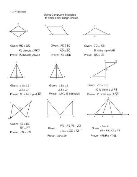 Congruent Triangles Worksheet