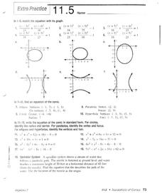Conic Sections Worksheet