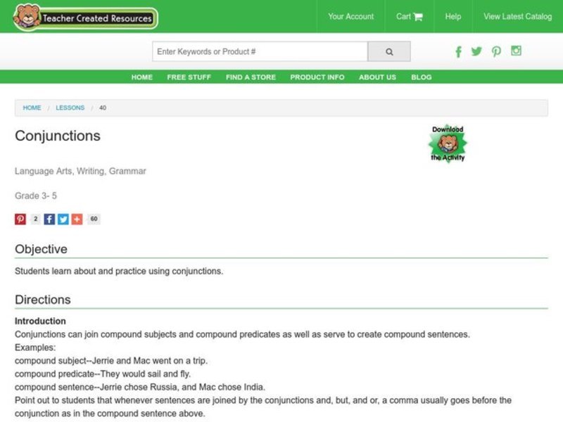Conjunctions Lesson Plan