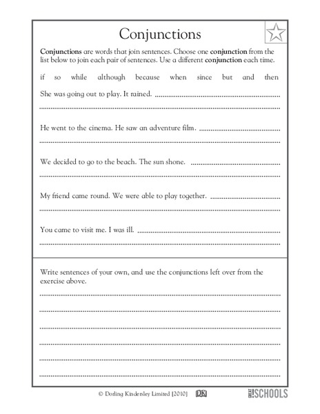 Conjunctions Worksheet Worksheet