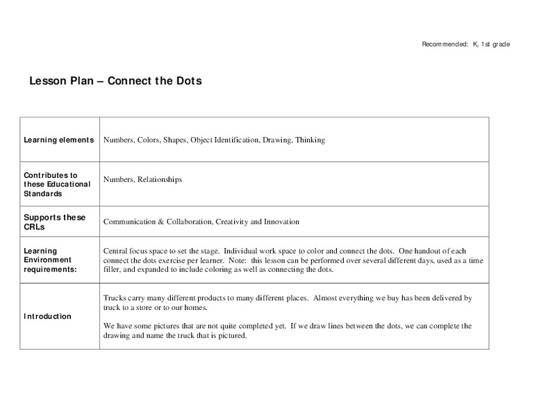 Connect the Dots Lesson Plan