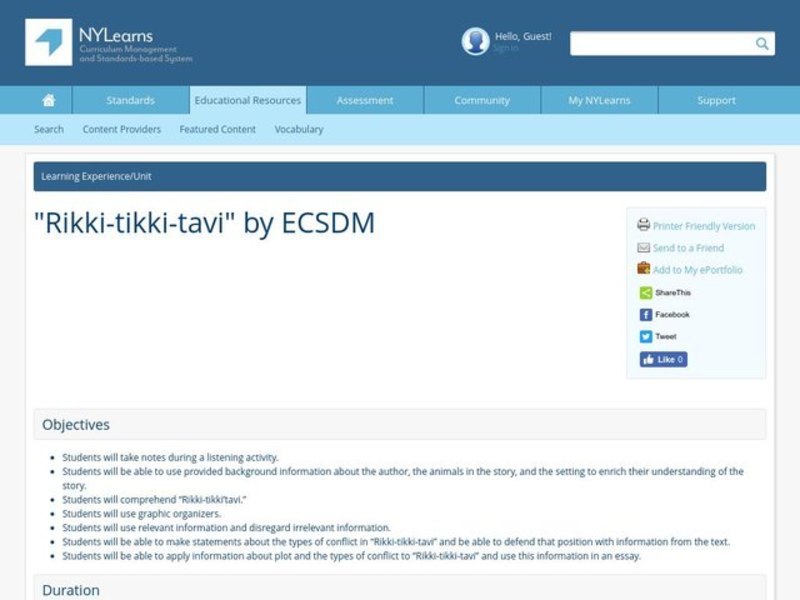 "Rikki-tikki-tavi" Lesson Plan