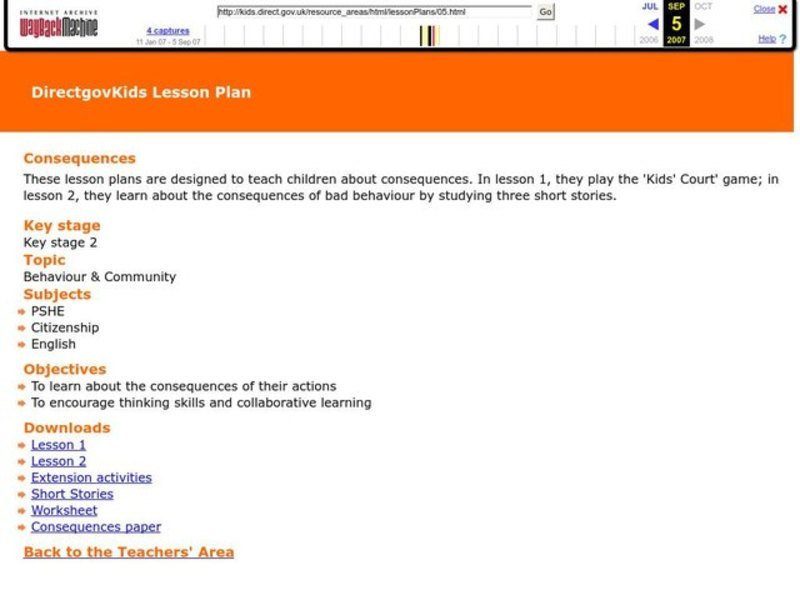 Consequences Lesson Plan