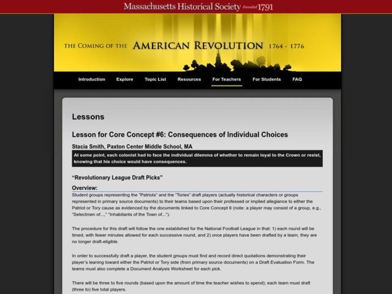 Consequences of Individual Choices Lesson Plan