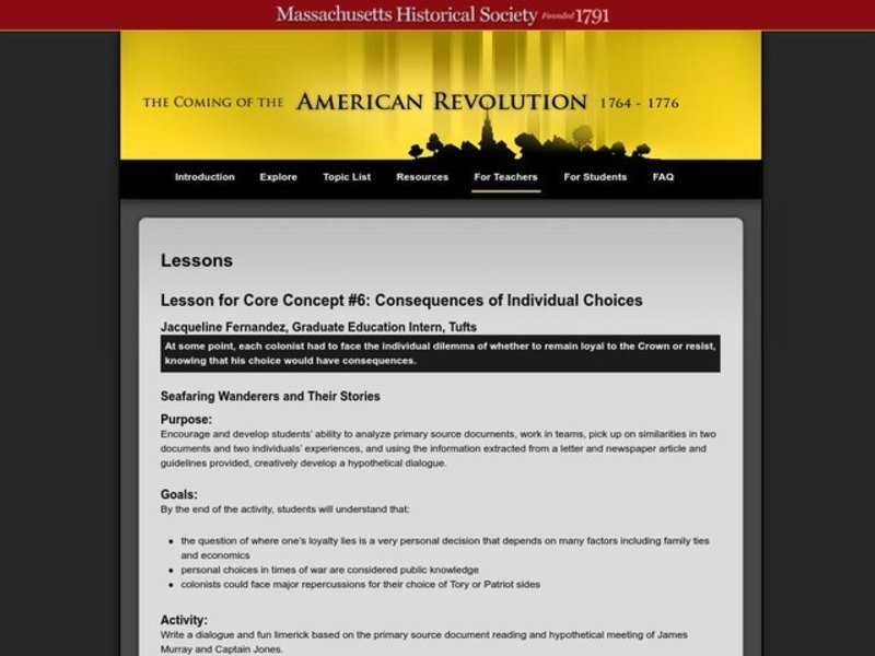 Consequences of Individual Choices Lesson Plan