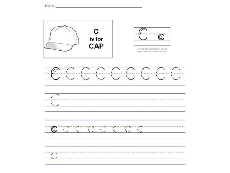 C is for Cap - Printing Practice Interactive