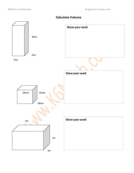    Calculate Volume Worksheet