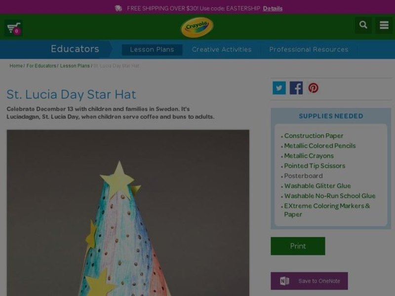 St. Lucia Day Star Hat Lesson Plan
