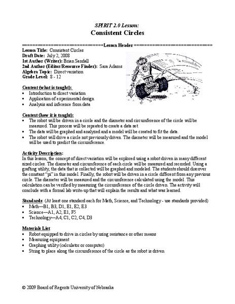 Consistent Circles Lesson Plan