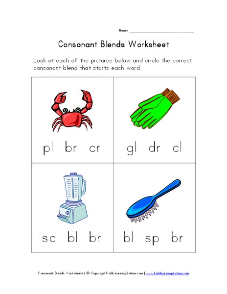 Consonant Blends Worksheet Worksheet
