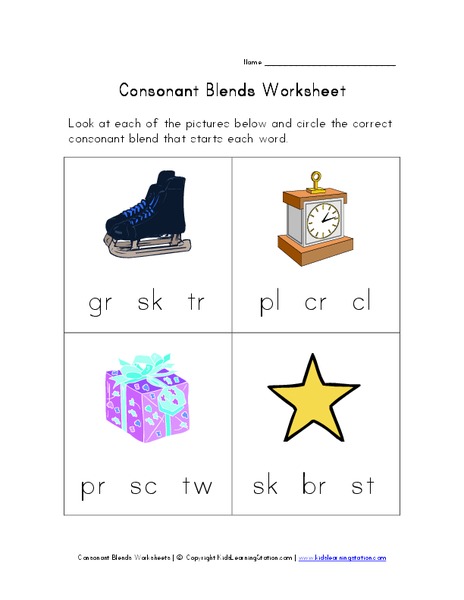 Consonant Blends Worksheet Worksheet