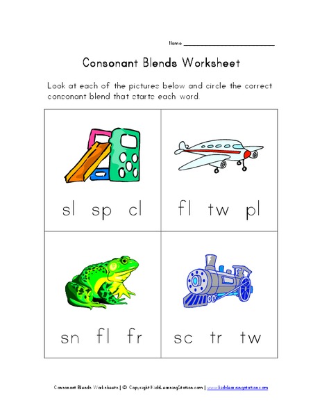 Consonant Blends Worksheet Worksheet