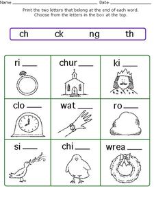 Consonant Digraphs Worksheet