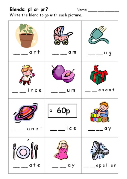 Consonant Clusters Worksheet