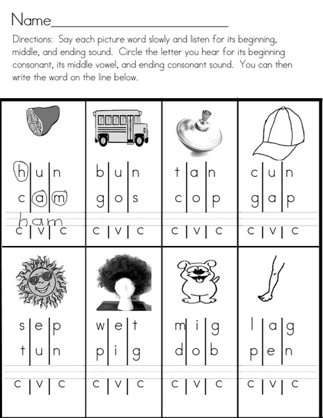 Consonant-Vowel-Consonant Words Worksheet