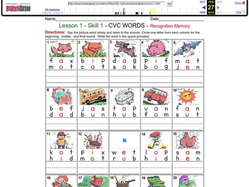 Consonant-Vowel-Consonant Words Worksheet