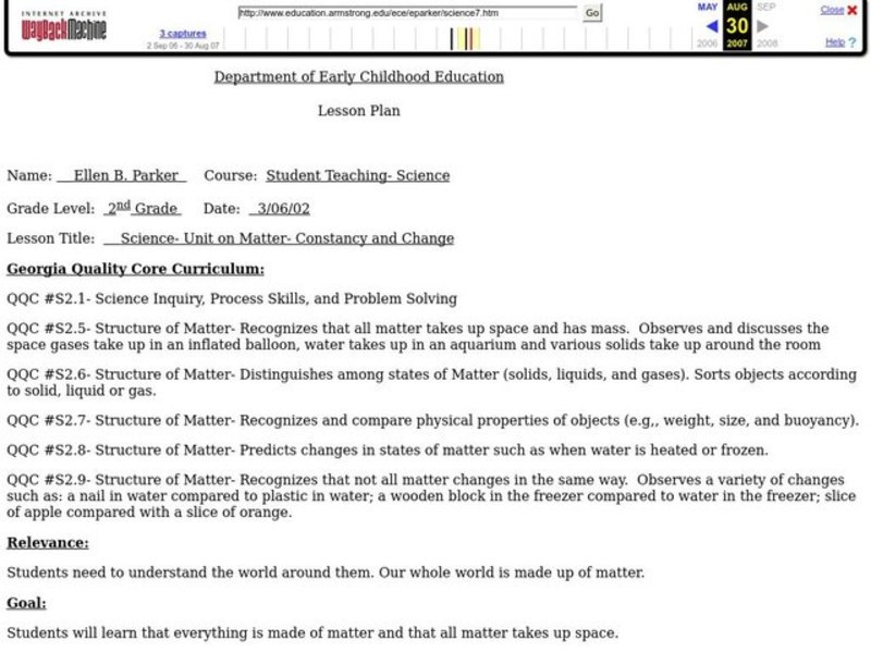 Constancy and Change Lesson Plan