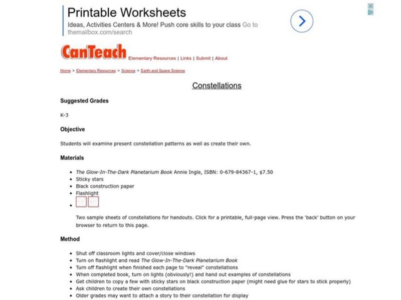 Constellations Lesson Plan