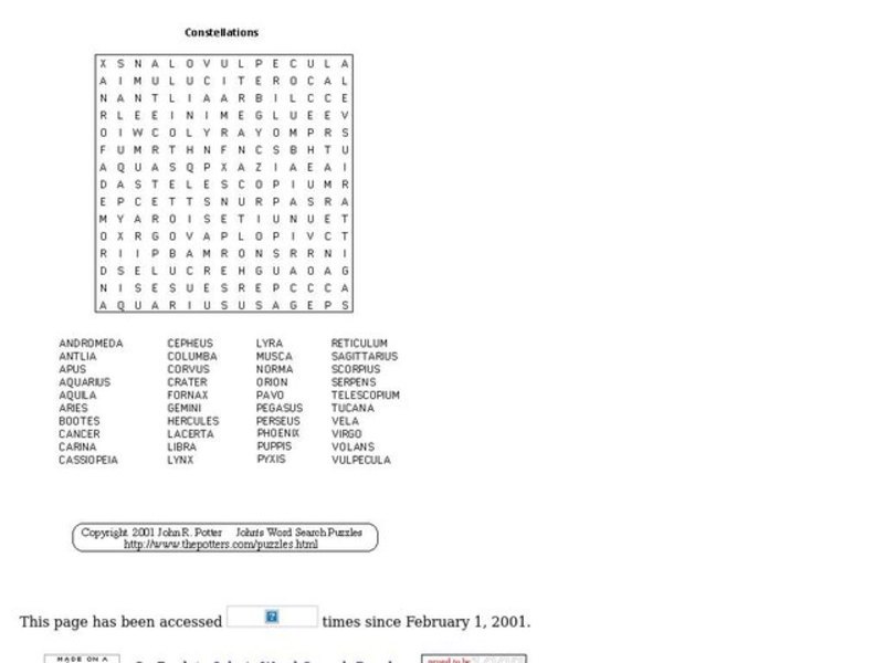 Constellations Worksheet