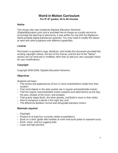 Constellations Lesson Plan