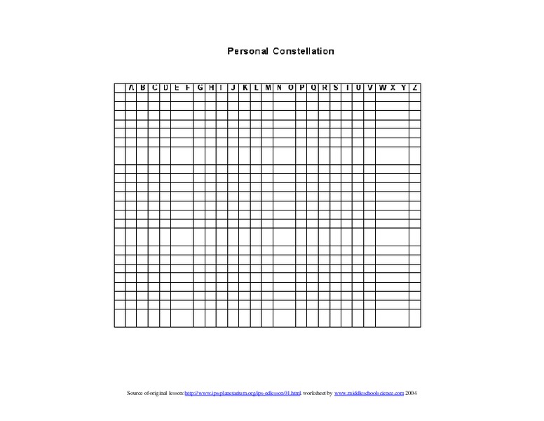 Constellations Worksheet