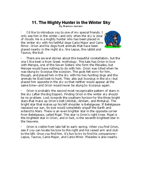 Constellations Worksheet