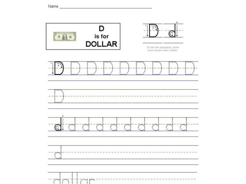 D is for Dollar: Letter Dd Interactive