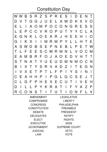 Constitution Day Worksheet