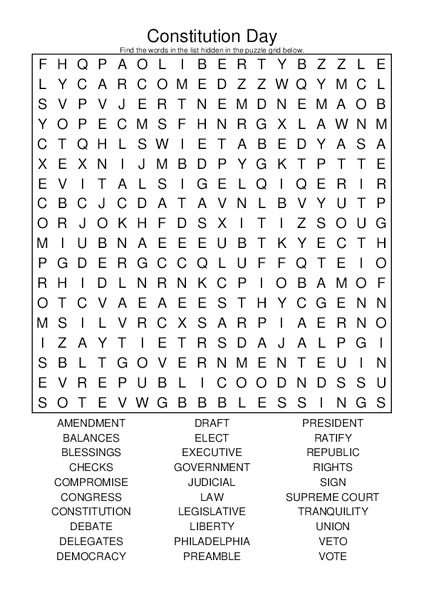 Constitution Day Worksheet