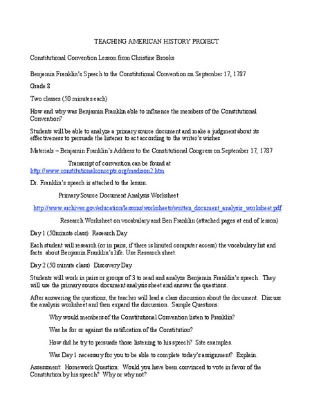 Constitutional Convention Lesson Plan