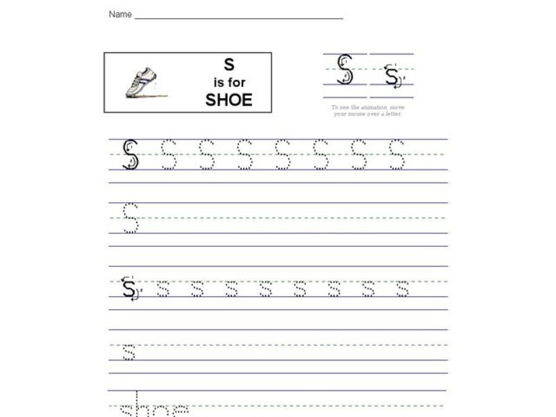 S is for Shoe: Letter Ss Worksheet
