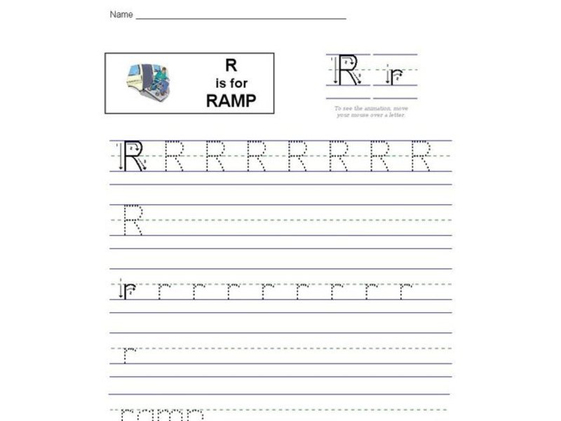R is for Ramp: Letter Rr Worksheet