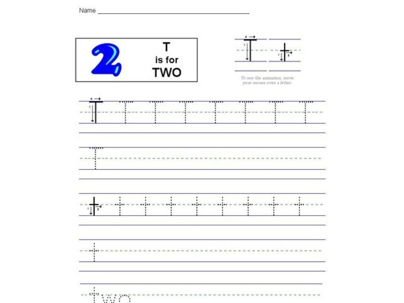T is for Two: Letter Tt Worksheet