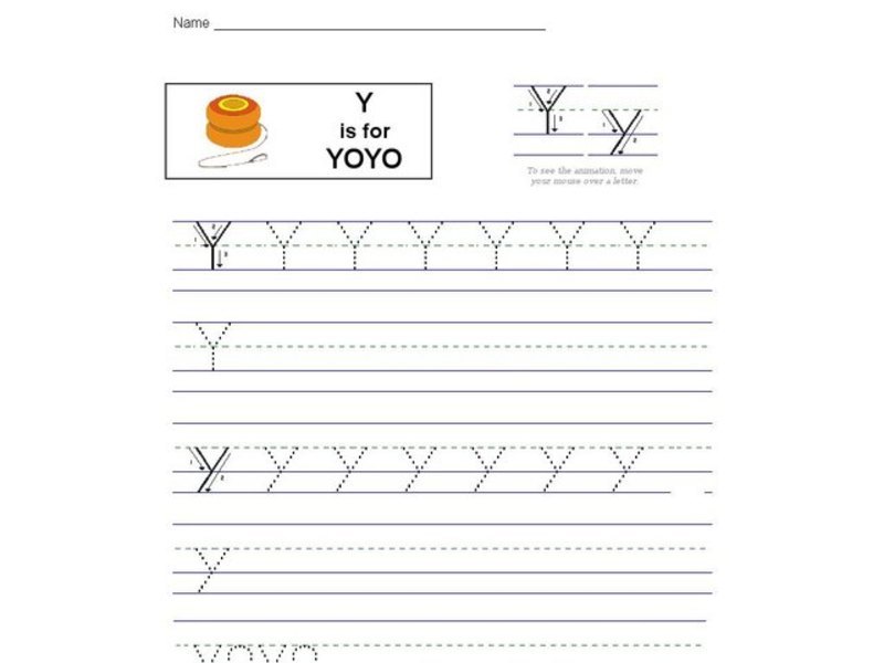 Y is for YoYo: Printing Practice Interactive