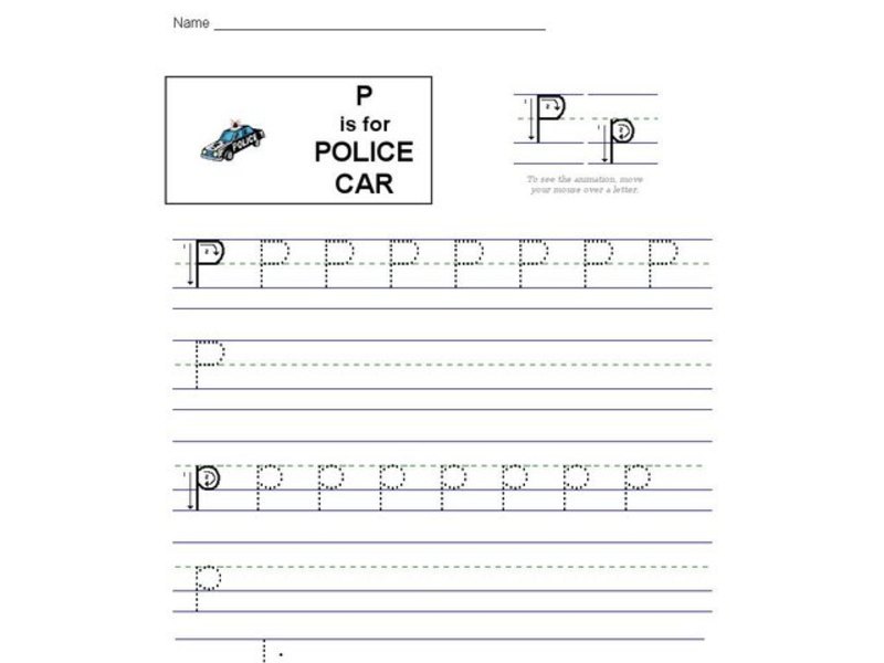 P if for Police Car: Printing Practice Interactive