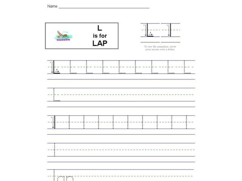 L is for Lap: Letter Ll Worksheet